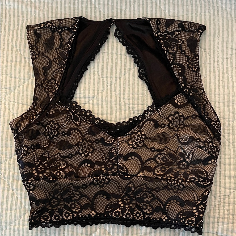 bebe Black Lace Crop Top